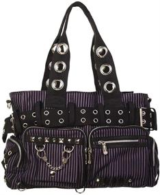 img 1 attached to 👜 Lost Queen Striped Steampunk Handcuff Women's Handbags & Wallets: Stylish Top-Handle Bags for a Bold Fashion Statement