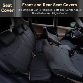 img 3 attached to 🚗 Custom Fit Leather Car Seat Covers for Toyota RAV4 2013-2018 - Full Set 4pcs Saddle Cover, 4pcs Back Cover, 5pcs Headrest Cover by BeHave