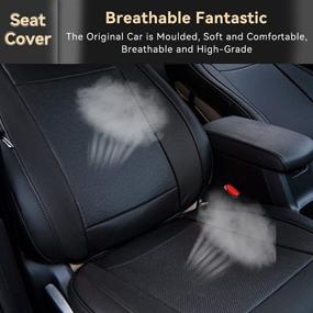 img 2 attached to 🚗 Custom Fit Leather Car Seat Covers for Toyota RAV4 2013-2018 - Full Set 4pcs Saddle Cover, 4pcs Back Cover, 5pcs Headrest Cover by BeHave