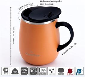 img 3 attached to 🥕 Grandties Insulated Coffee Mug With Handle - Sliding Lid for Splash-Proof 16 Oz Wine-Glass Shape Thermos Tumbler - Double Walled Vacuum Stainless Steel Keeps Beverages Hot or Cold - Carrot