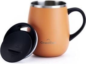 img 4 attached to 🥕 Grandties Insulated Coffee Mug With Handle - Sliding Lid for Splash-Proof 16 Oz Wine-Glass Shape Thermos Tumbler - Double Walled Vacuum Stainless Steel Keeps Beverages Hot or Cold - Carrot