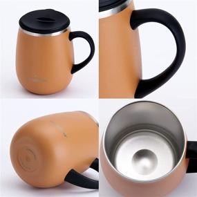 img 1 attached to 🥕 Grandties Insulated Coffee Mug With Handle - Sliding Lid for Splash-Proof 16 Oz Wine-Glass Shape Thermos Tumbler - Double Walled Vacuum Stainless Steel Keeps Beverages Hot or Cold - Carrot