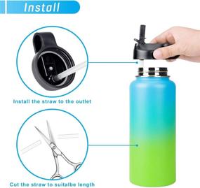 img 2 attached to 🥤 SINONIA 2 Wide Mouth Straw Lids Kit with 2 Straws and 2 Cleaning Brushes - Perfect Fit for 12-64 oz Sports Water Bottles