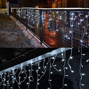 img 2 attached to 🎄 FUNPENY Outdoor Christmas Icicle Lights - 360 LED 29.5 FT Clear Wire Curtain Fairy String Lights with 60 Drops for Xmas Wedding Party Tree Holiday Decoration, 8 Modes, White