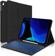 📱 ipad 9.7 case with keyboard for 6th gen (2018), 5th gen (2017), air 2/air, ipad pro 9.7, protective case with pencil holder, 7-color backlit bluetooth detachable keyboard, auto sleep/wake - black logo