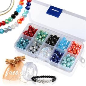 img 4 attached to 💎 Assorted Color Briolette Faceted Rondelle Crystal Glass Beads with Spacers and Container Box - Ideal for Jewelry Making (#101, 8mm)