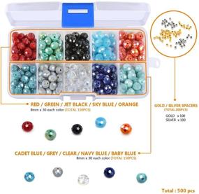 img 3 attached to 💎 Assorted Color Briolette Faceted Rondelle Crystal Glass Beads with Spacers and Container Box - Ideal for Jewelry Making (#101, 8mm)