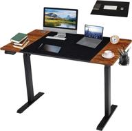 🖥️ homhum electric sit to stand desk, adjustable standing table with memory settings, splice board, large mouse pad for home office use - 48 x 24 inch, black frame/rustic brown логотип