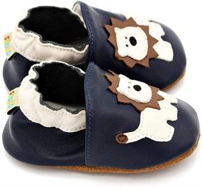 img 1 attached to High-Quality Genuine Leather Moccasins Slippers for Boys, Non-Slip Shoes
