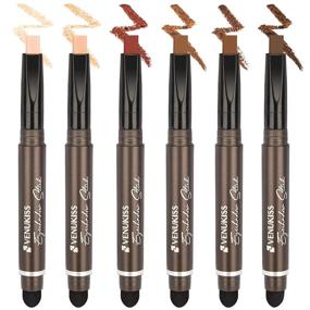 img 4 attached to 💄 VENUKISS 6 PCS Matte Naked Eyeshadow Stick Set - Waterproof, Long Lasting, Professional Nude Warm Natural Makeup Pencil Collection