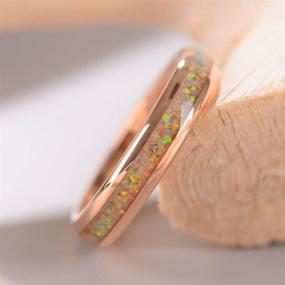 img 2 attached to 💍 Stunning THREE KEYS JEWELRY 4mm White Created-opal/Shell Rings: Rose Gold Tungsten Bands for Women - Perfect Engagement & Wedding Gifts