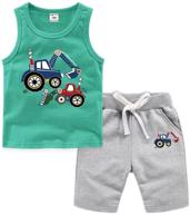 👕 comfortable boys' cotton crewneck clothing sets for summer outfits logo