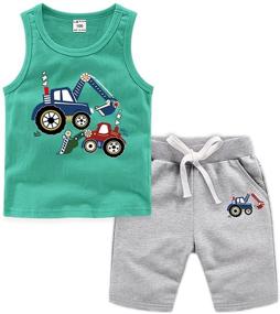 img 1 attached to 👕 Comfortable Boys' Cotton Crewneck Clothing Sets for Summer Outfits