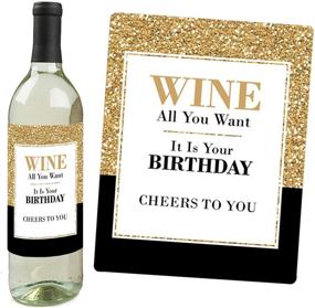 img 1 attached to 🍾 Gold Wine Bottle Label Stickers for Adult Happy Birthday - Perfect Birthday Party Gift for Women and Men - Set of 4