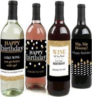 🍾 gold wine bottle label stickers for adult happy birthday - perfect birthday party gift for women and men - set of 4 логотип