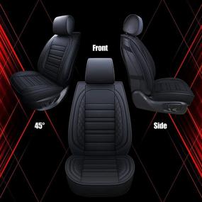 img 3 attached to 🚗 Front Seat Car Seat Covers by Kyohans - Universal Non-Slip Leather Seat Cover for Sedan, SUV, Truck - Black