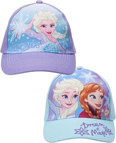 img 3 attached to 🧢 Glitter Baseball Caps - Disney Girls' Frozen 2-Pack: Elsa and Anna Hats with Faux Ponytail Set (Ages 4-7)