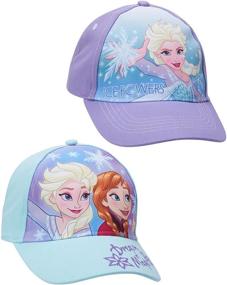 img 2 attached to 🧢 Glitter Baseball Caps - Disney Girls' Frozen 2-Pack: Elsa and Anna Hats with Faux Ponytail Set (Ages 4-7)