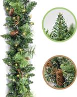 pre-lit 9 ft battery operated homekaren christmas garland with 50 led lights, pine cone and snow style xmas garland for indoor and outdoor christmas decor logo