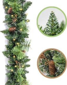 img 4 attached to Pre-Lit 9 Ft Battery Operated HomeKaren Christmas Garland with 50 LED Lights, Pine Cone and Snow Style Xmas Garland for Indoor and Outdoor Christmas Decor