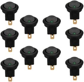 img 4 attached to ESUPPORT 12V 16A Car Auto Boat Green LED Light Lamp 19Mm Round Dot Push Button Rocker Toggle Switch On Off Spst 3 Pin Control Pack Of 10