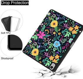 img 2 attached to 🌸 Feams iPad Air 4 Case 10.9 Inch 2020: Slim Trifold Protective Cover with Pencil Holder & Auto Wake/Sleep – Flower Design