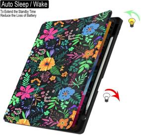 img 1 attached to 🌸 Feams iPad Air 4 Case 10.9 Inch 2020: Slim Trifold Protective Cover with Pencil Holder & Auto Wake/Sleep – Flower Design