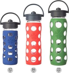 img 2 attached to Lifefactory 16-Ounce BPA-Free Glass Water Bottle: Straw Cap, Silicone Sleeve - Ocean Bliss