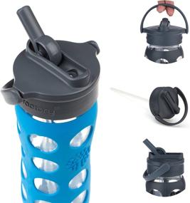 img 3 attached to Lifefactory 16-Ounce BPA-Free Glass Water Bottle: Straw Cap, Silicone Sleeve - Ocean Bliss