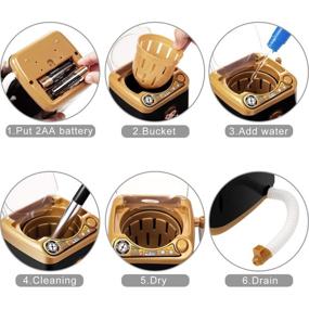 img 3 attached to 💆 Mini Automatic Makeup Brush Cleaner - Black and Golden Brush Washing Machine for Women and Girls - Effortless Makeup Brush Cleaning