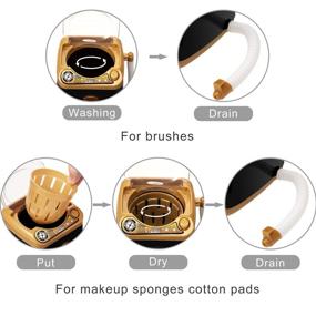 img 2 attached to 💆 Mini Automatic Makeup Brush Cleaner - Black and Golden Brush Washing Machine for Women and Girls - Effortless Makeup Brush Cleaning