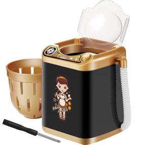 img 4 attached to 💆 Mini Automatic Makeup Brush Cleaner - Black and Golden Brush Washing Machine for Women and Girls - Effortless Makeup Brush Cleaning