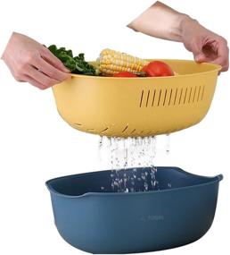 img 3 attached to AL FORSAN Large Plastic Kitchen Colander Set - 5 Quart 🍲 Capacity, Wash & Strain Vegetables, Food Strainer Bowl. Size: 12.43x 9.6x 4.8 inches