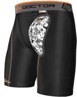 🩲 shock doctor compression short & soft cup: ultimate support for hips, hamstrings, glutes, quads, thighs & groin логотип