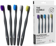 🌿 sustainable & vegan natural toothbrushes (5pk) by the humble co. - eco-friendly toothbrushes with bpa free bristles, black plant-based oral care (soft bristles) logo