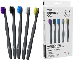 img 4 attached to 🌿 Sustainable & Vegan Natural Toothbrushes (5pk) by The Humble Co. - Eco-Friendly Toothbrushes with BPA Free Bristles, Black Plant-Based Oral Care (Soft Bristles)