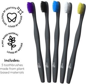 img 3 attached to 🌿 Sustainable & Vegan Natural Toothbrushes (5pk) by The Humble Co. - Eco-Friendly Toothbrushes with BPA Free Bristles, Black Plant-Based Oral Care (Soft Bristles)