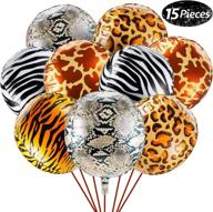 🎈 15 pcs 22 inches large jungle animal print balloons: safari zoo animals party decorations логотип