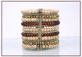 img 3 attached to Unique Handcrafted Tribal Chic Wooden Bead and Spiral Cuff Bracelet - A natural, stylish accessory!