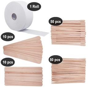 img 2 attached to 🌟 BQTQ Wax Strips Applicator Sticks Kit - Non-woven Strip Hair Removal Set with Wooden Sticks - Body, Face, Nose, Eyebrow Waxing - 2.75" 55 Yards