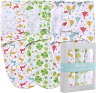 gina era swaddle blankets - newborn swaddle wraps - receiving blankets - 100% organic cotton - 0-3 months - baby girl and boy (red+green) logo