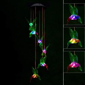 img 3 attached to 🎁 ZOUTOG Gifts for Mothers: Hummingbird Wind Chimes with Color Changing LED Mobile Solar Lights - Waterproof Outdoor Solar Lights for Home, Yard, Patio, and Garden - Perfect Gift for Women and Older Women
