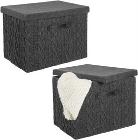 img 4 attached to 📦 mDesign Soft Knitted Stackable Home Storage Organizer Box: Gray (2 Pack)