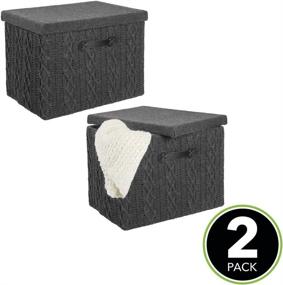 img 3 attached to 📦 mDesign Soft Knitted Stackable Home Storage Organizer Box: Gray (2 Pack)