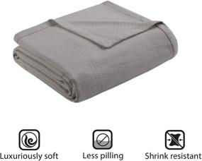 img 3 attached to 🛌 Madison Park Liquid Cotton Luxury Blanket: Premium Soft and Cozy 100% Ring Spun Cotton for Bed, Couch or Sofa - Twin Size, Gray