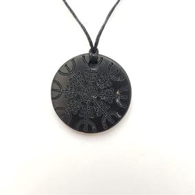 img 1 attached to 🌑 Engraved Black Shungite Stone Pendant - Karelian Heritage, Jewelry for Health and Wellness