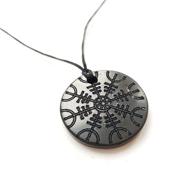 🌑 engraved black shungite stone pendant - karelian heritage, jewelry for health and wellness logo