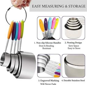 img 2 attached to 🥄 Tessa USA Stainless Steel Measuring Cups and Spoons Set - Complete 13 Pieces Collection: 5 Nesting Cups, 7 Stackable Spoons, and 1 Leveler - High-Quality Portable Kitchen Measuring Kit for Liquid, Wet, and Dry Ingredients