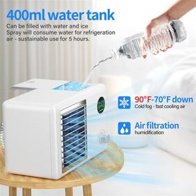 img 1 attached to 📻 Retro Radio Style Portable Air Conditioner Fan with 3-in-1 Air Humidifier, 3 Speeds, RGB Gradient Colour, USB - Ideal for Room, Office, and Travel