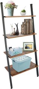 img 4 attached to 📚 TOPNEW Ladder Shelf: 4-Tier Vintage Bookcase and Multipurpose Plant Flower Stand - Rustic Wood Storage Organizer Display Rack